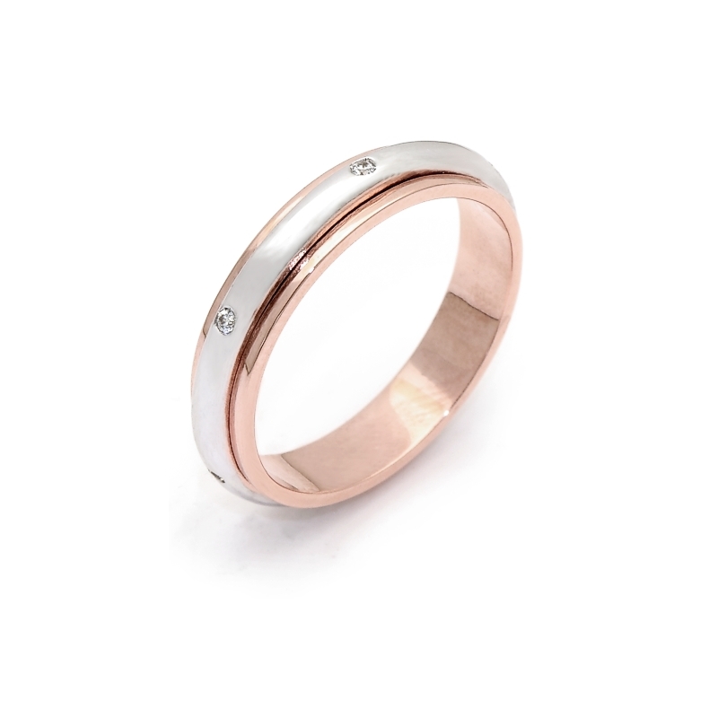 Two-Color Gold Wedding Ring Rose and White Mod. Minorca mm. 4,5