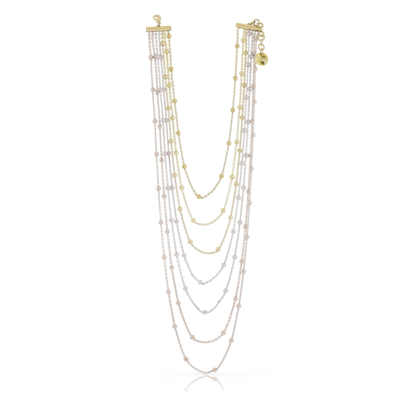 UNOAERRE - Collana in bronzo multifile tre colori catena con sfere