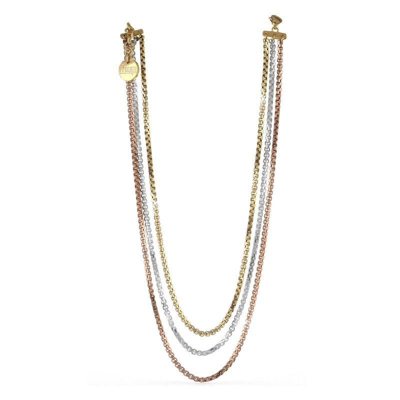 UNOAERRE - Collana in bronzo tre file scalari diamantata