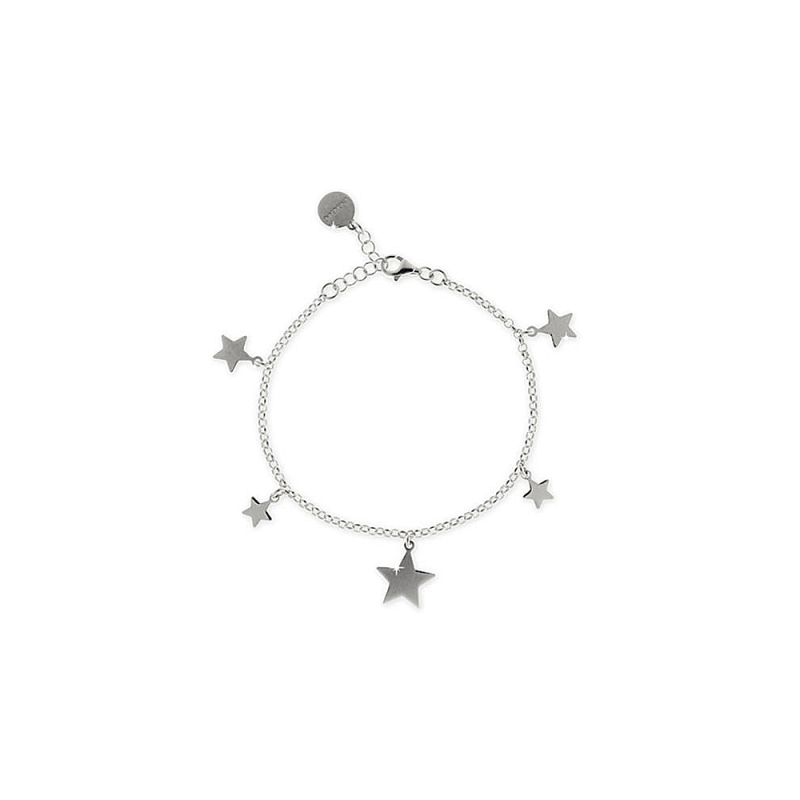 UNOAERRE - Bracciale in argento 925 mill. catena rolò con cinque pendenti stelle varie dimensioni