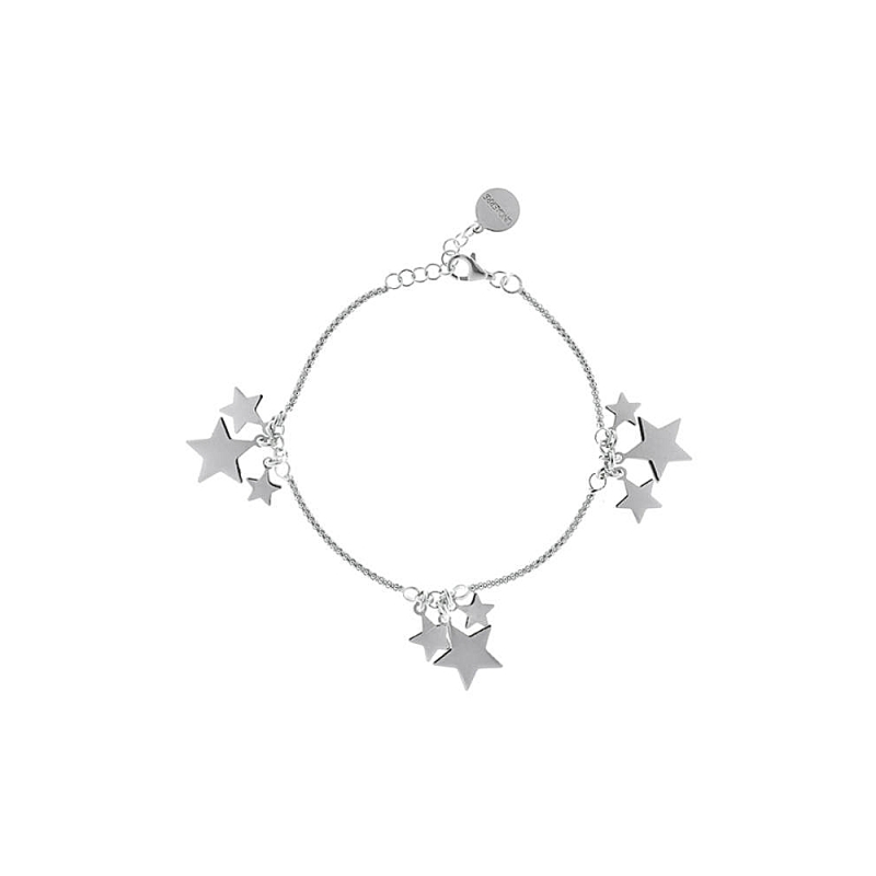 UNOAERRE - Bracciale in argento 925 mill. con catena alternata da gruppi di tre stelle pendenti