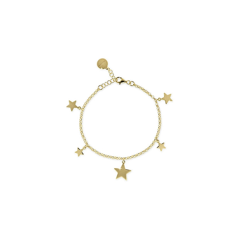 UNOAERRE - Bracciale in argento 925 mill. catena rolò con cinque pendenti stelle varie dimensioni
