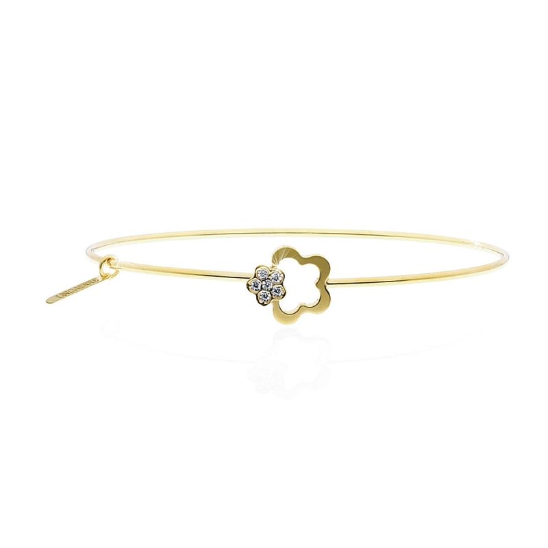 UNOAERRE - Bracciale in argento 925 mill. rigido con chiusura centrale fiore con zirconi