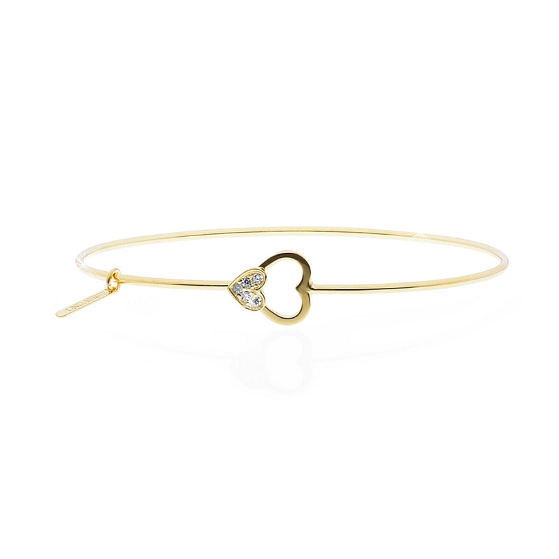 UNOAERRE - Bracciale in argento 925 mill. rigido con chiusura centrale cuore con zirconi