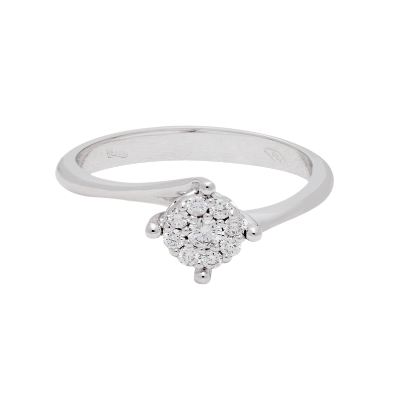 18 Kt. White Gold Solitaire with 0,20 Ct. Natural Diamonds