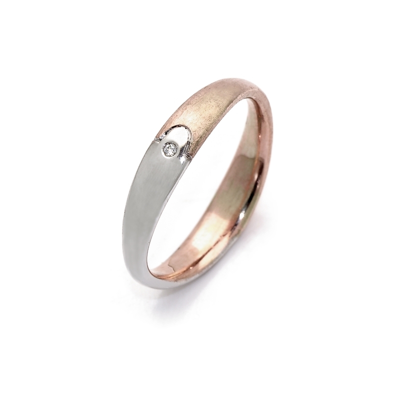 Two-Color Gold Wedding Ring Rose and White Mod. Malibù mm. 4,5