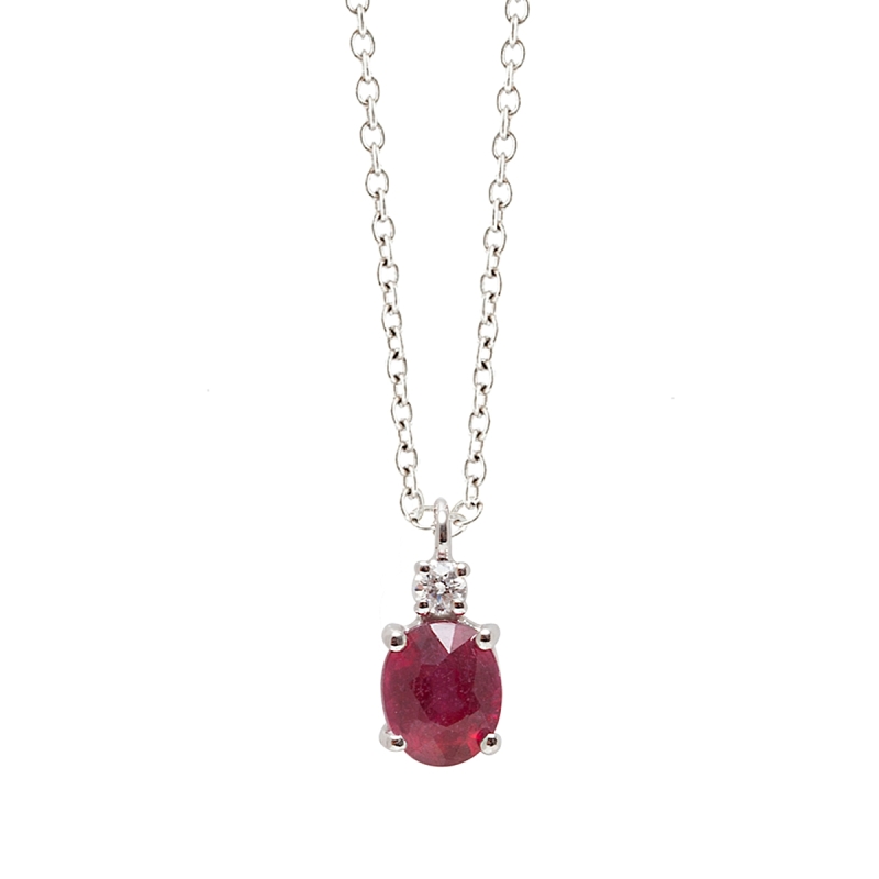 18 Kt. Gold Pendant with 0,50 Ct. Ruby and 0,02 Ct. Natural Diamond