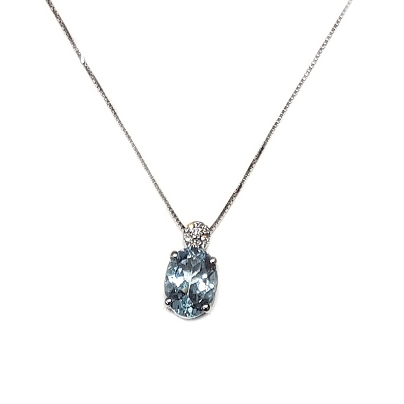 18 Kt. Gold Pendant with 0,40 Ct. Aquamarine and 0,03 Ct. Natural Diamond