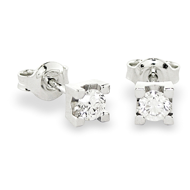 18 KT White Gold Earrings with diamonds kt. 0,08