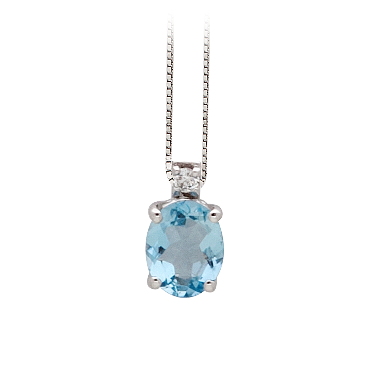 18 Kt. Gold Pendant with 0,30 Ct. Aquamarine and 0,01 Ct. Natural Diamond