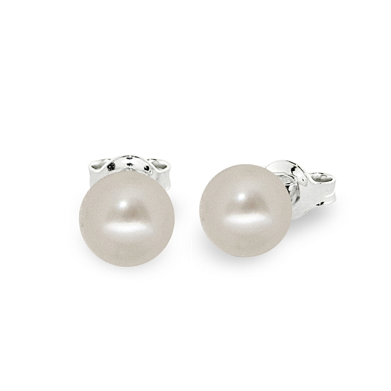 18 KT White Gold Earrings Pearls mm. 7,5-8