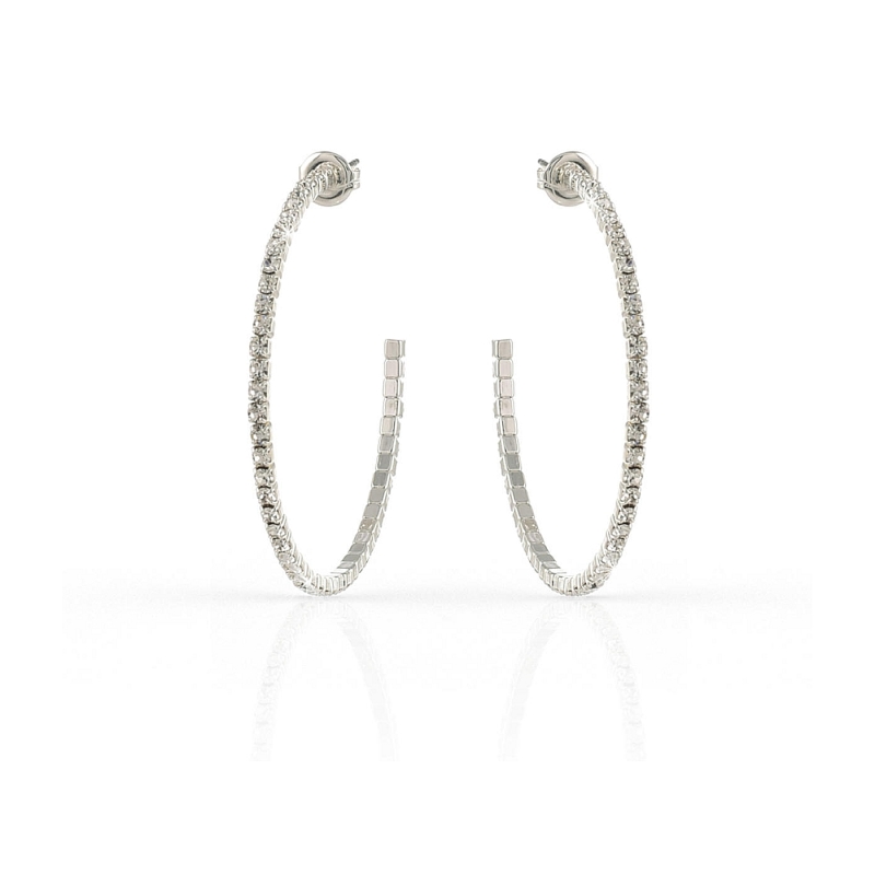 UNOAERRE - White Bronze Earrings with Cubic Zirconia
