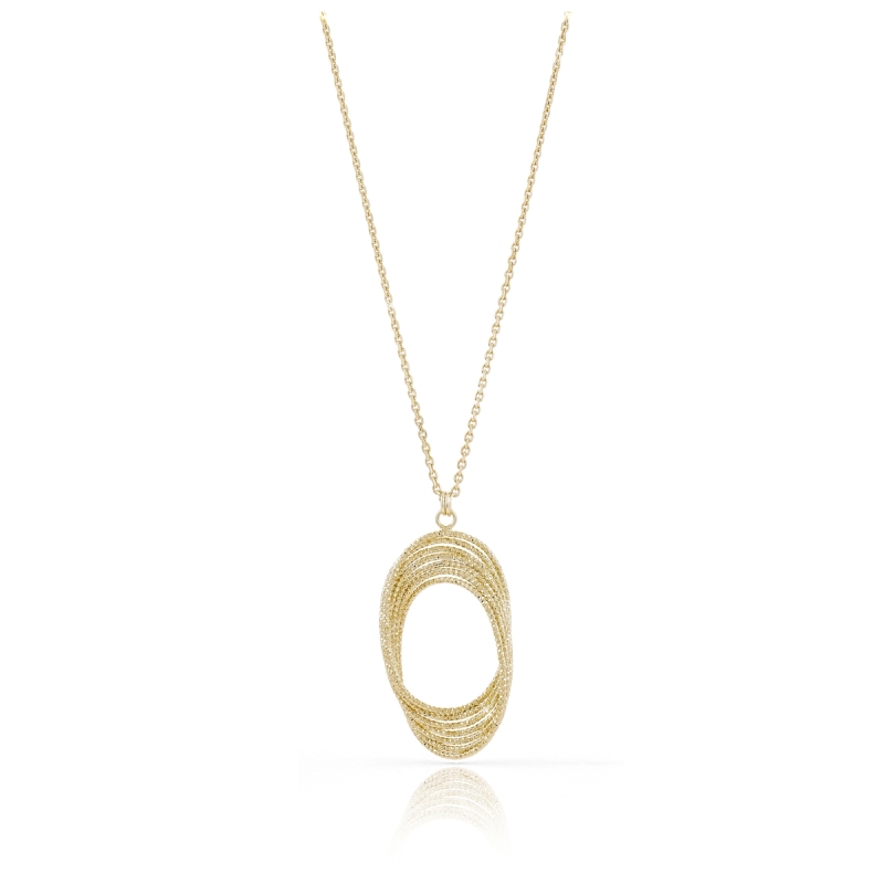 UNOAERRE - Collana con pendente ovale di fili diamantati