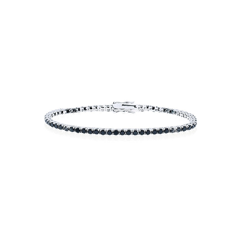 UNOAERRE - Bracciale tennis con zirconi neri e chiusura di sicurezza a linguetta