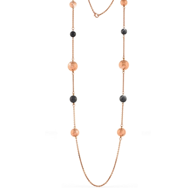 UNOAERRE - Collana in bronzo rosa a catena e sfere