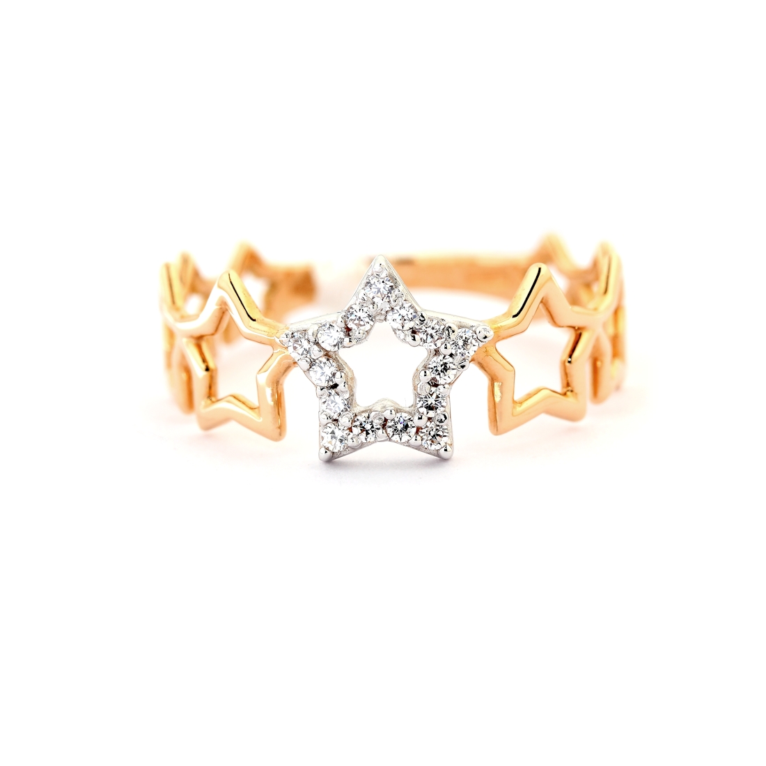 750 Mill. Rose Gold Ring with Cubic Zirconia Size N-3/4