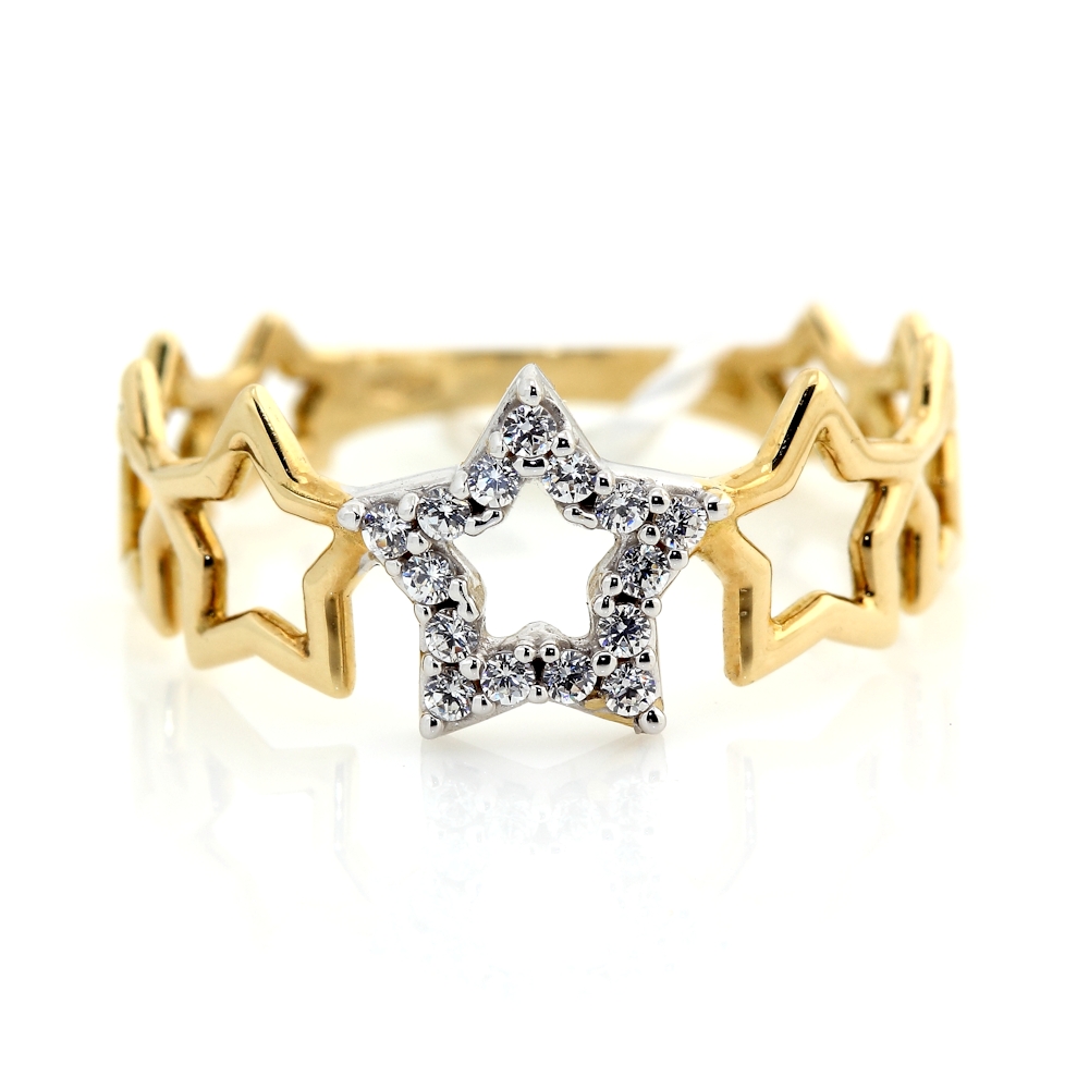 750 Mill. Yellow Gold Ring with Cubic Zirconia Size M-1/4
