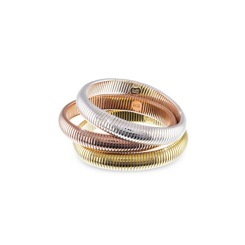 UNOAERRE - Bracciale rigido a tre cerchi maglia tubogas a tre colori