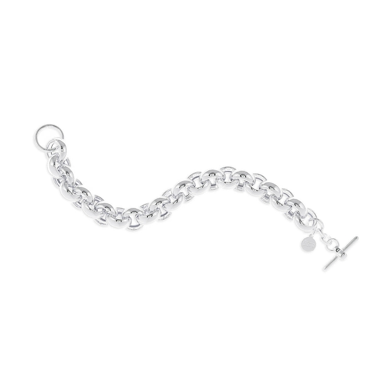 UNOAERRE - Bracciale catena rolò grande con chiusura a t bar