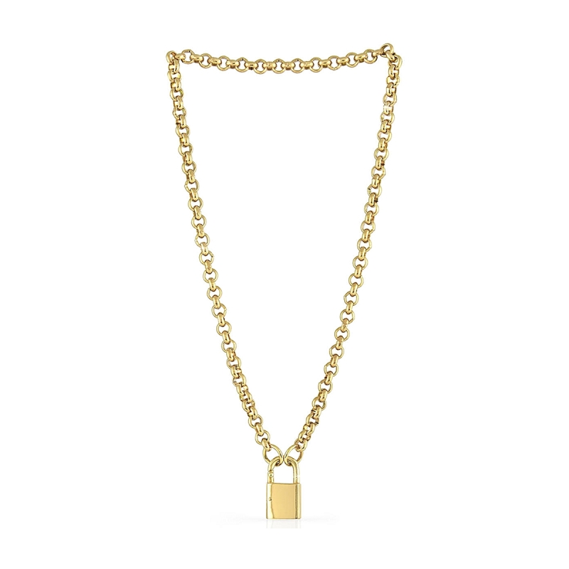 UNOAERRE - Collana di catena rolò impreziosita da chiusura a lucchetto.