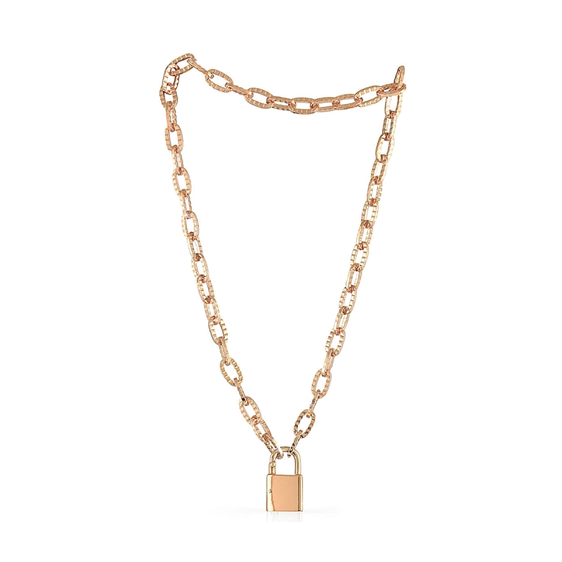 UNOAERRE - Collana di catena forzatina con chiusura a lucchetto.