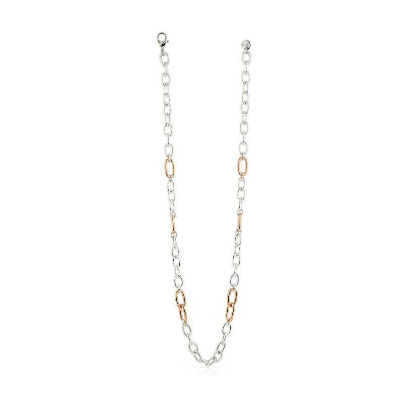 UNOAERRE - Collana a Catena in bronzo Bianco e rosa