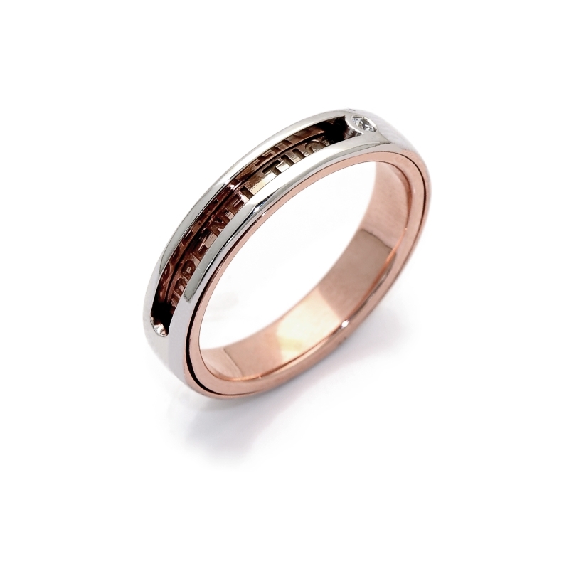 Two-Color Gold Wedding Ring Rose and White Mod. Malè mm. 4,5