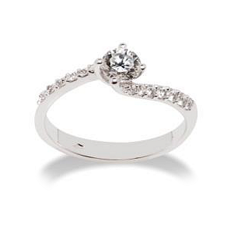 18 Kt. White Gold Solitaire with F VS 0,50 Ct. Natural Diamonds
