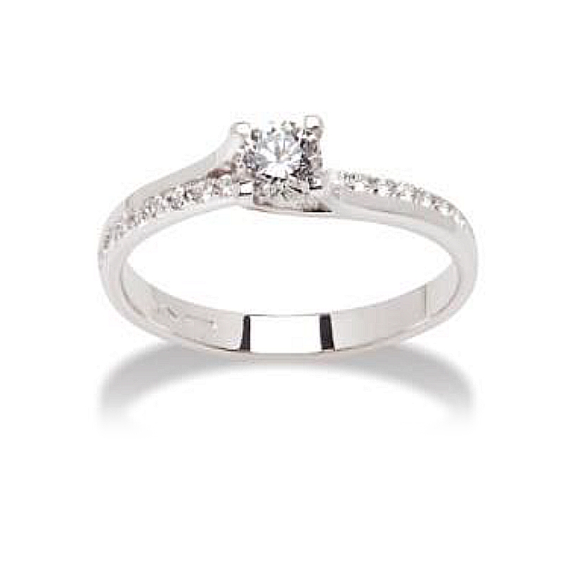 18 Kt. White Gold Solitaire with F VS 0,60 Ct. Natural Diamonds