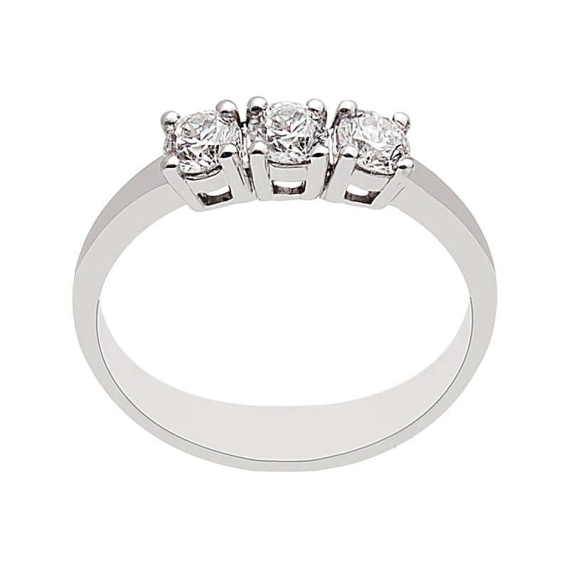 18 Kt. White Gold Trilogy with F VS 0,90 Ct. Natural Diamonds
