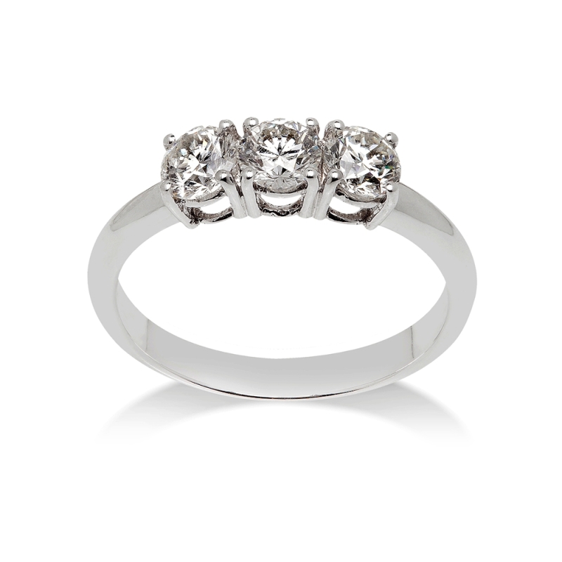 18 Kt. White Gold Trilogy with F VS 0,30 Ct. Natural Diamonds
