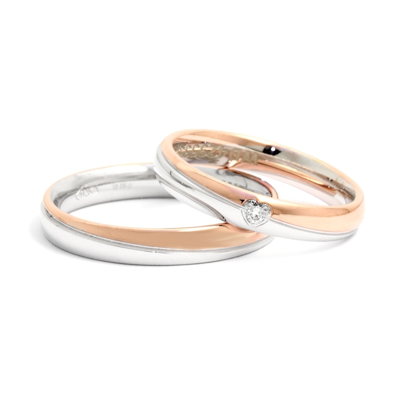 Two-Color Gold Wedding Ring Rose and White Mod. Nelly mm. 3,5