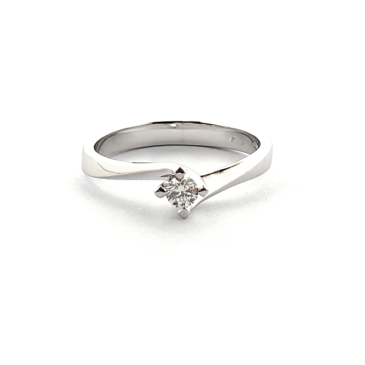 750 Mill. White Gold Ring with 0,10 Ct. F-Vs Diamond