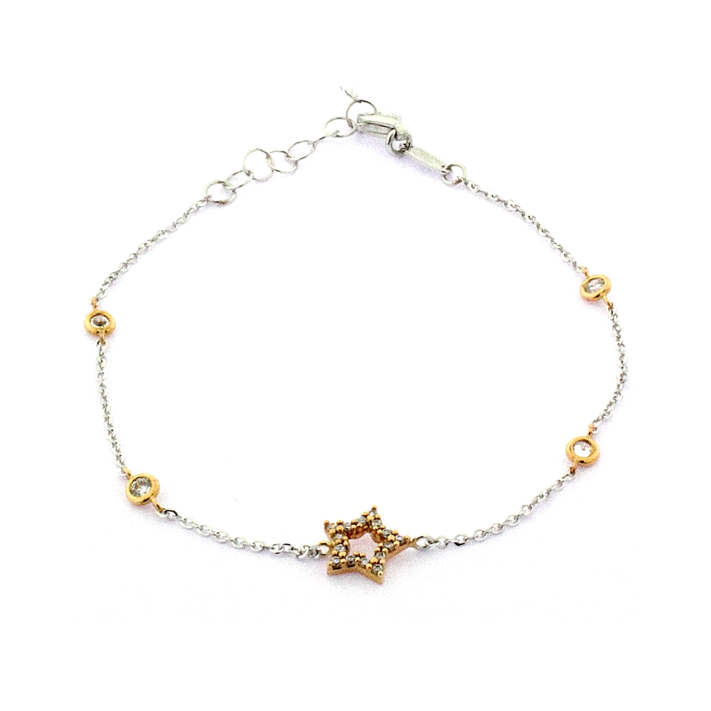 18 Kt. 750 mill. Yellow and White Gold Bracelet with Cubic Zirconia - 19 Cm