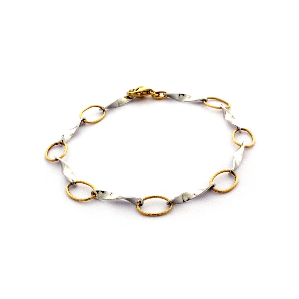 18 Kt. 750 mill. White and Yellow Gold Bracelet - 18 Cm