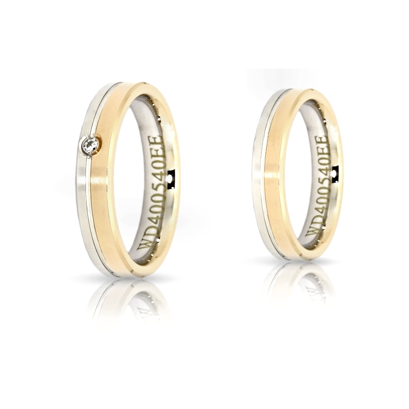 Two-Color Gold Wedding Ring Yellow and White Mod. Diega mm. 4