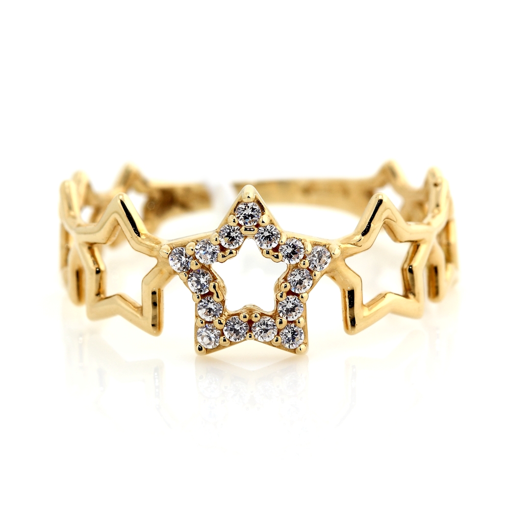 750 Mill. Yellow Gold Ring with Cubic Zirconia Size N-3/4
