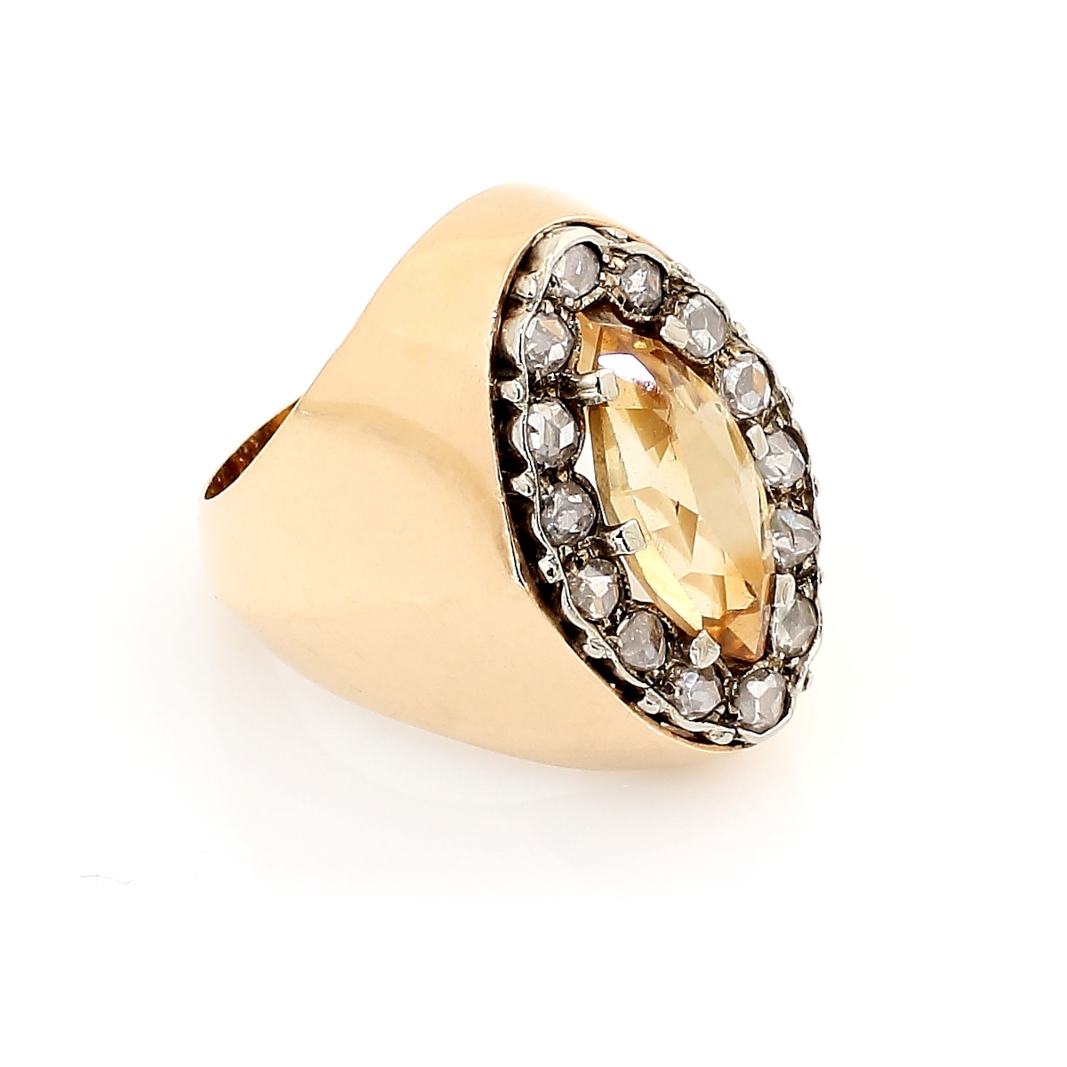 Vintage Gold Ring with Diamonds and Topaz