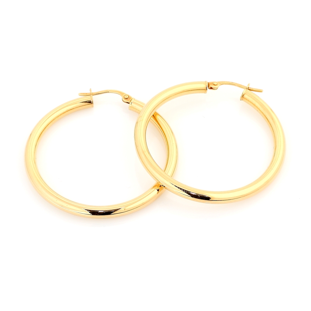 Orecchini a cerchio in Oro Giallo 18 Kt. 750 Mill. ( Diam. 3,4 Cm)