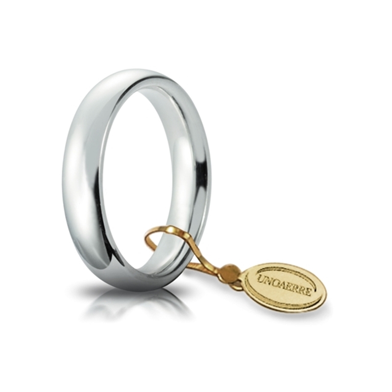 UNOAERRE Wedding Ring in 18k White Gold mod. Comoda 4 mm. Gr. 5,50 to 7