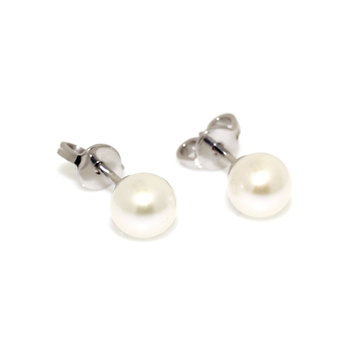 Orecchini in Oro Bianco 18 KT. 750 Mill. Perle Coltivate Naturali