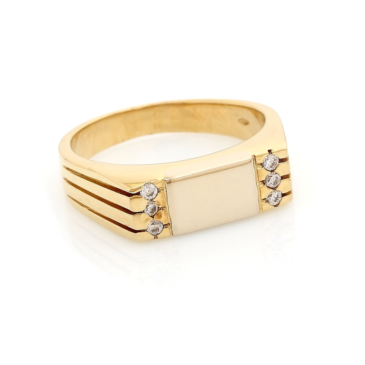 750 Mill. Man Gold Ring whit Cubic Zirconia