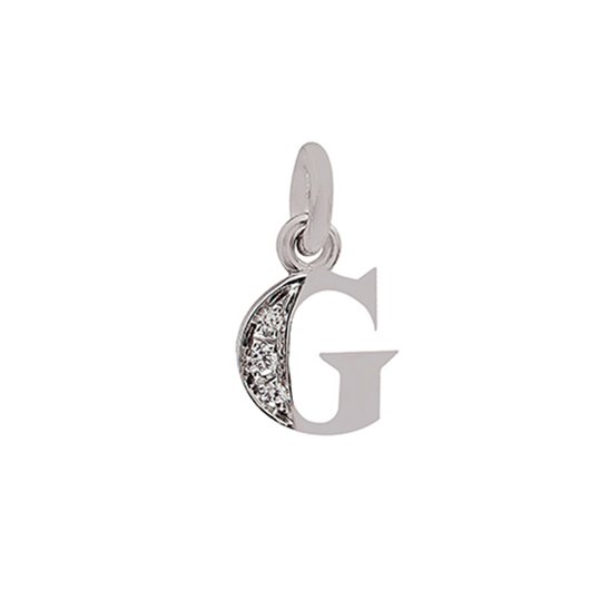 18 Kt White Gold G Letter with Diamonds