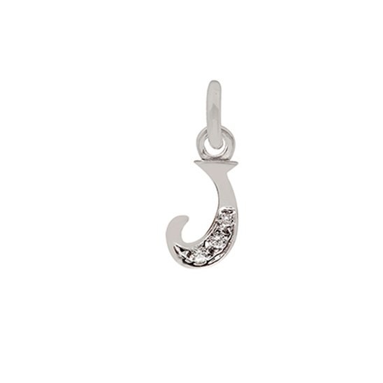 18 Kt White Gold J Letter with Diamonds