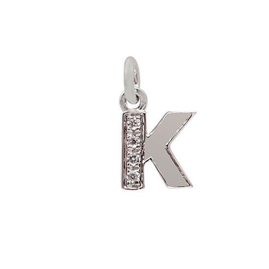 Lettera K in Oro Bianco 750 Mill. con Diamanti
