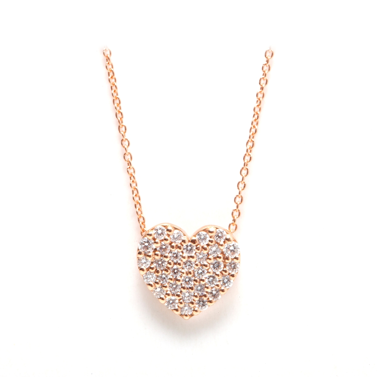Collana In Oro Rosa con Cuore Diamanti 0,20 F-Vs