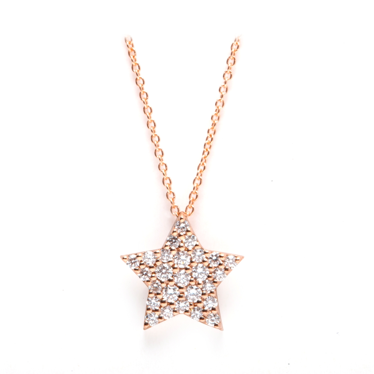 Collana In Oro Rosa con Stella Diamanti 0,19 F-Vs