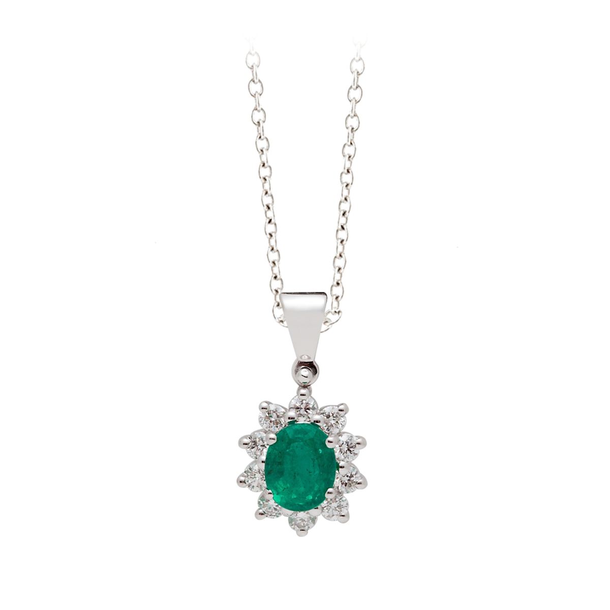 18 Kt. Gold Pendant with 0,30 Ct. Emerald and 0,15 Ct. Natural Diamond