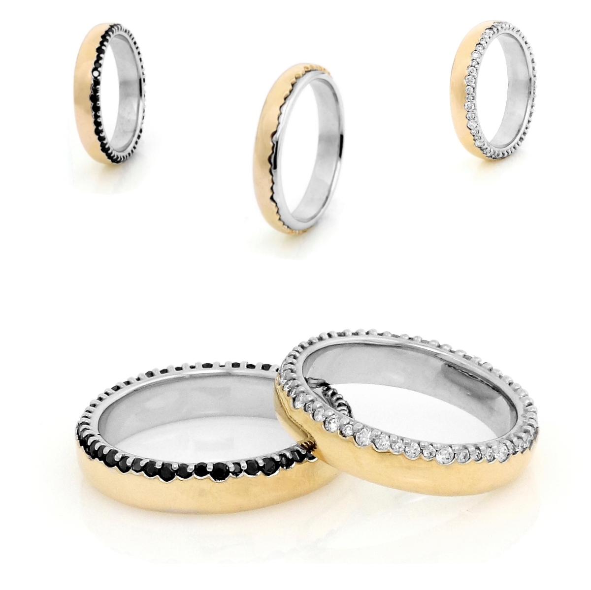 Two-Color Gold Wedding Ring Yellow and White Mod. Flora mm. 4,60