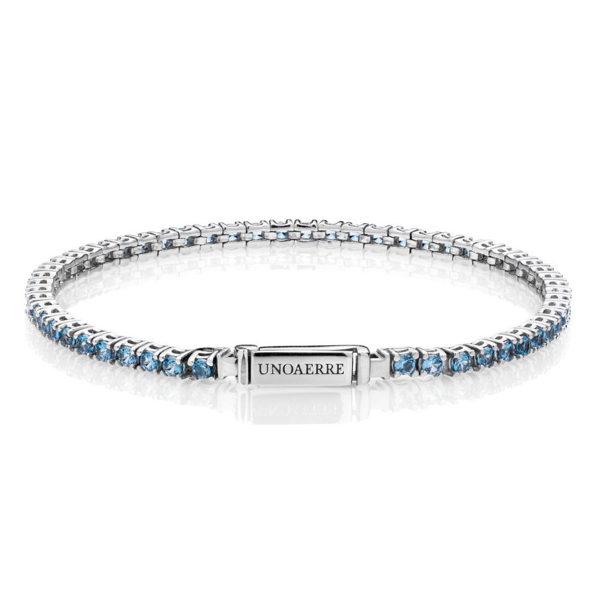 UNOAERRE - White Silver Bracelet with Blue Cubic Zirconia Cm. 17